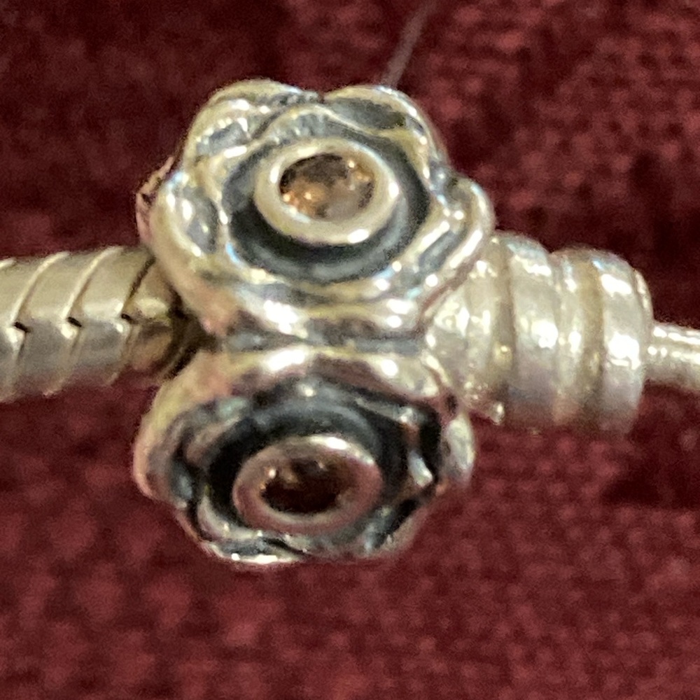 PANDORA ROSE PETALS PINK CZ FLOWER CHARM - Picture 7 of 10